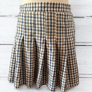 STREETWEAR SOCIETY💫 Women’s Blue/Gray Plaid Pleated Mini Skirt